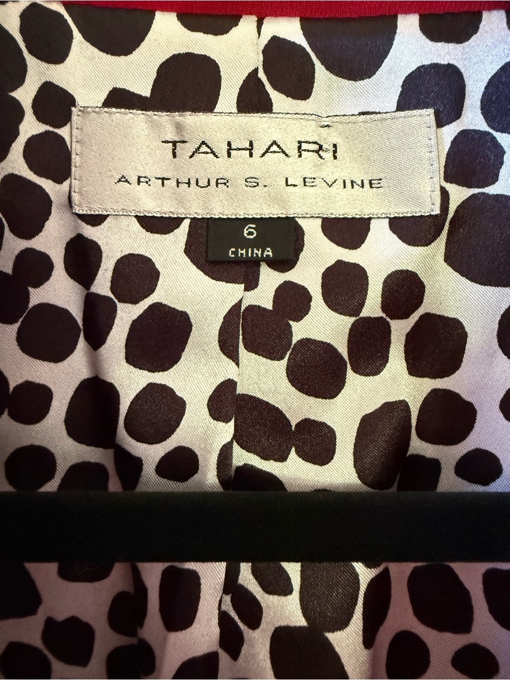 Tahari ASL Red Belted Blazer 6 Wrap Buckle Wide Lapel Animal Print Lining Career - Picture 4 of 4